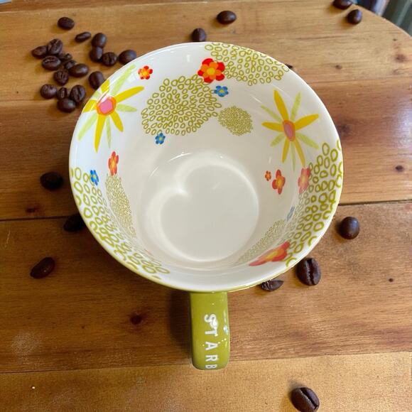 Starbucks Mod Green Bohemian Floral Oversize Coffee Tea Mug Cup Collectible - Picture 1 of 5